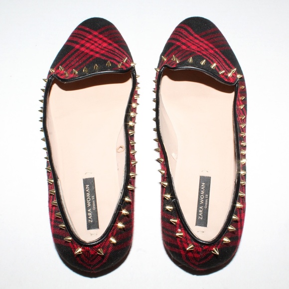 Zara Woman | Flats Tartan Spikes - Picture 4 of 8